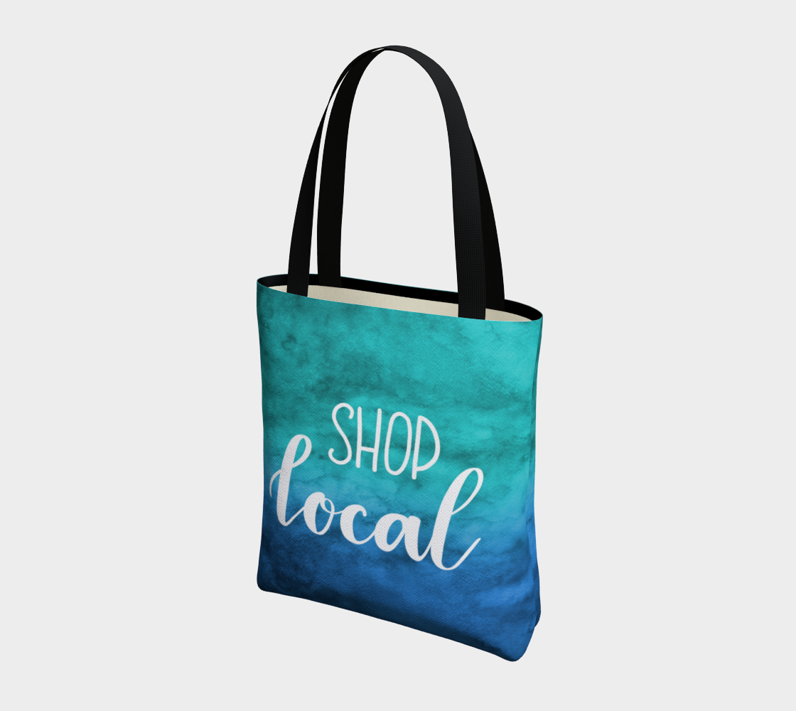 Shop Local - blue-green watercolour background with white lettering thumbnail #4