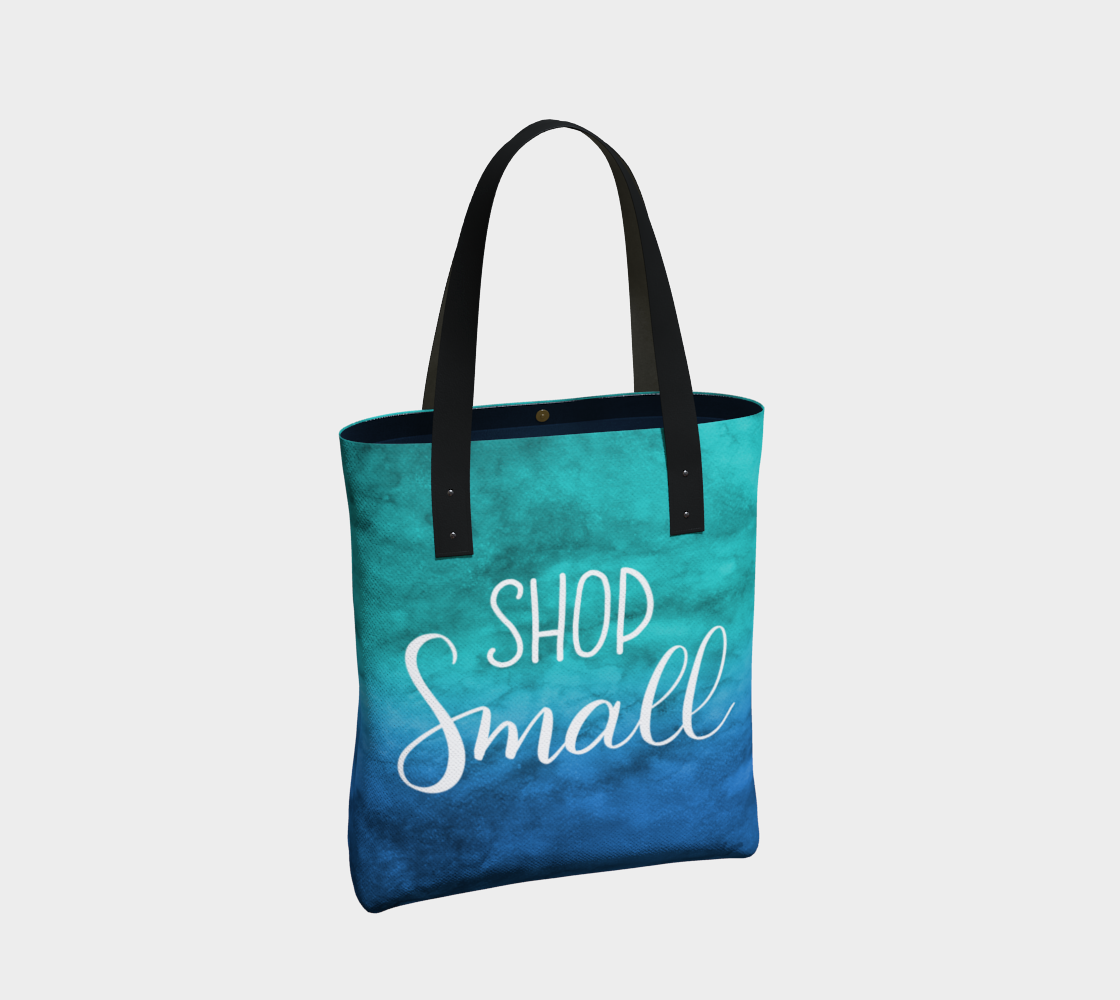 Shop Small - blue-green watercolour background with white lettering thumbnail #3