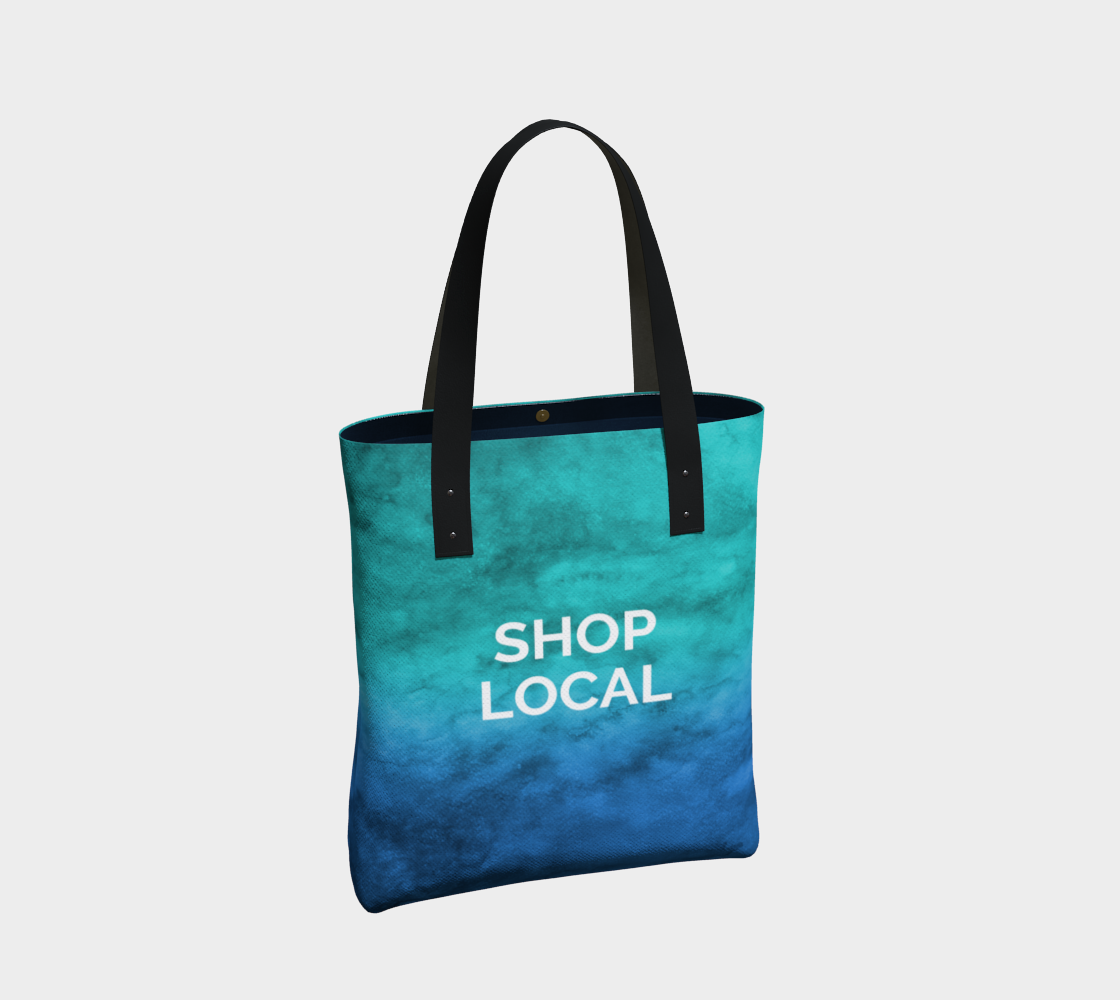 Shop Local - blue/green watercolour background with white text preview #2
