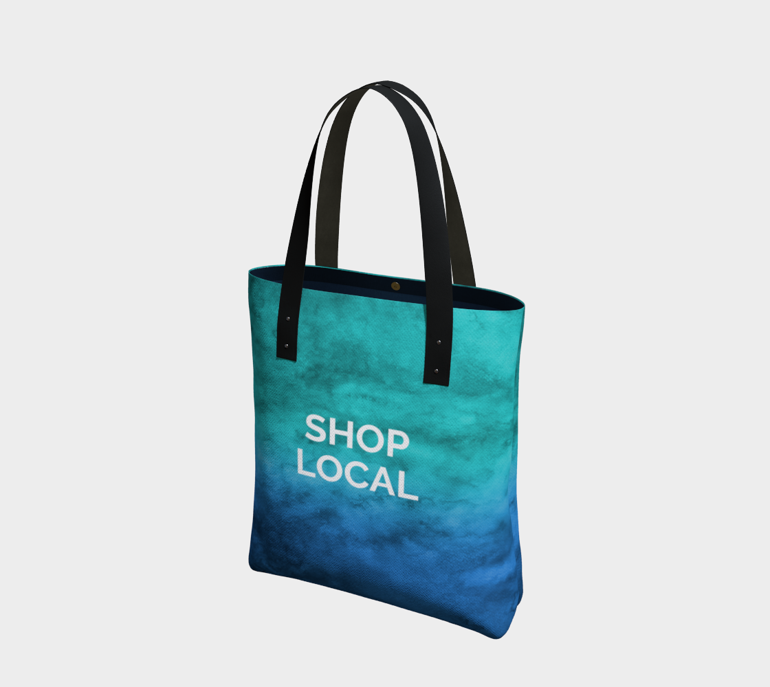 Shop Local - blue/green watercolour background with white text preview #1