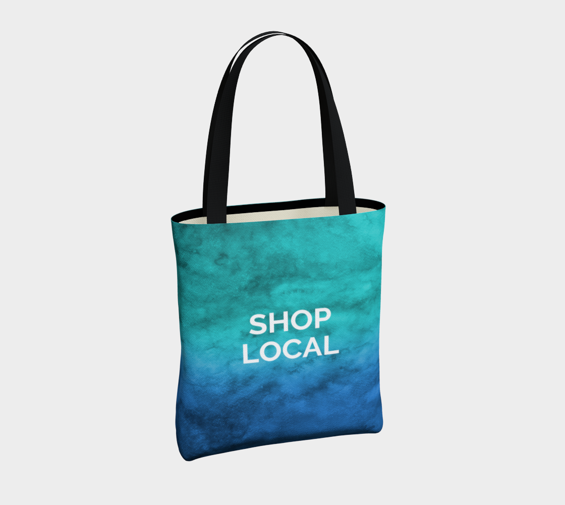 Shop Local - blue/green watercolour background with white text preview #4