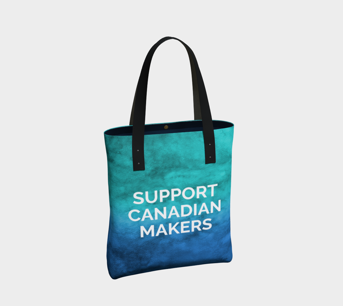 Support Canadian Makers - blue/green watercolour background with white text preview #2