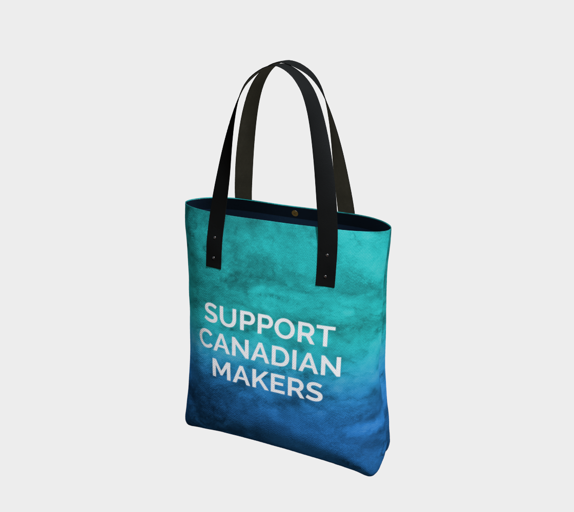 Support Canadian Makers - blue/green watercolour background with white text preview #1