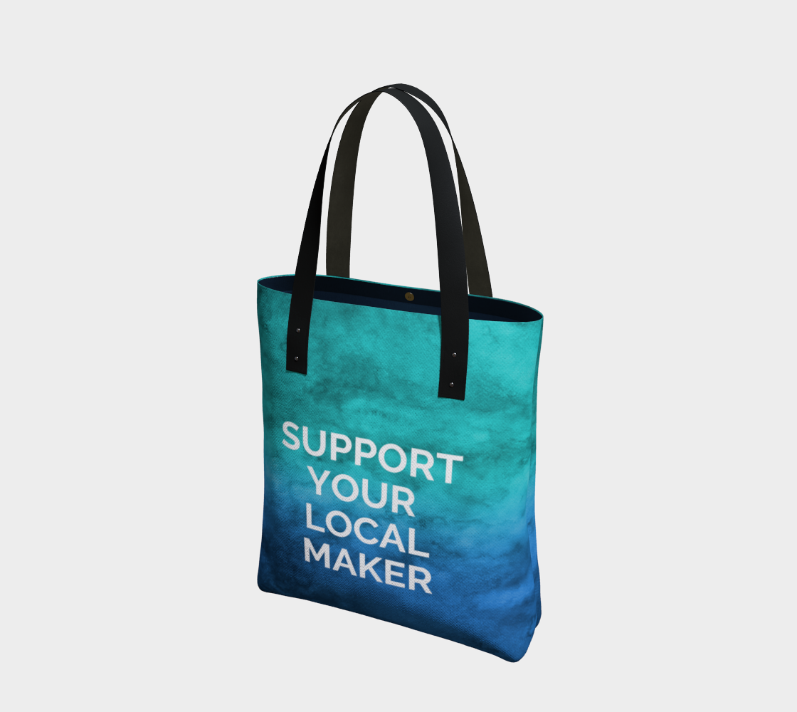 Support Your Local Maker - blue/green watercolour background with white text preview #1