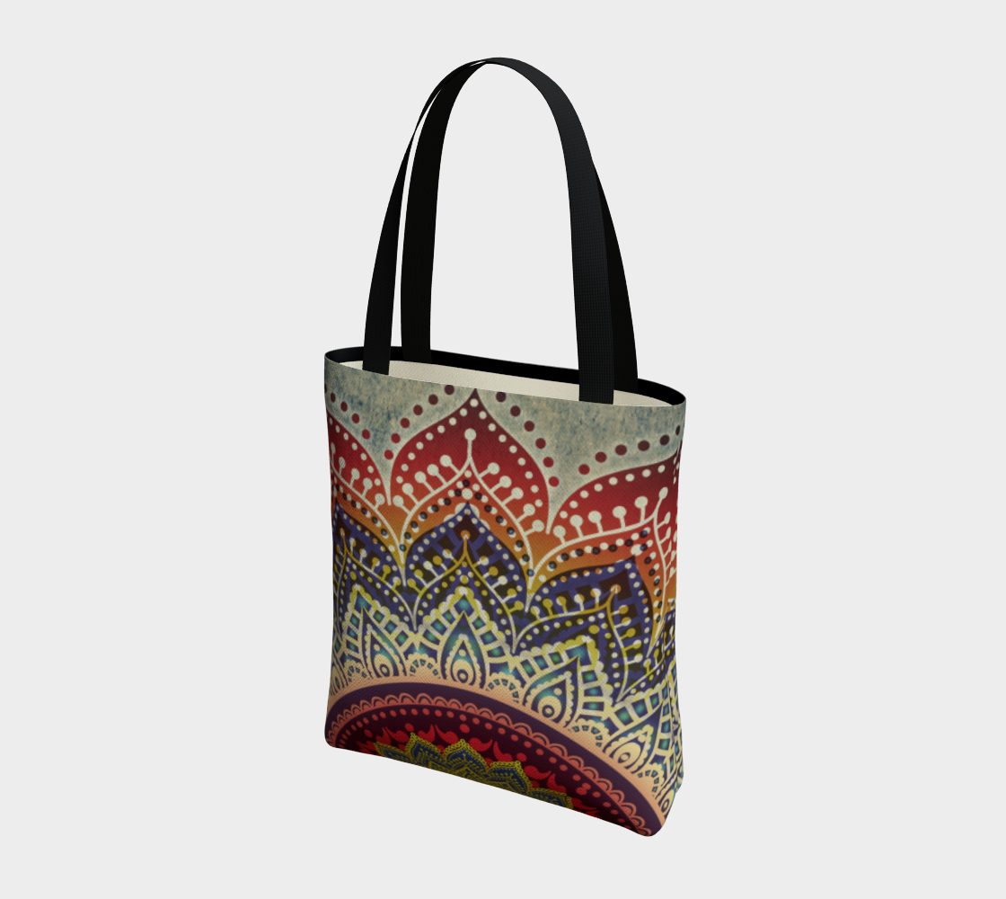 India Folk Art Lotus Mandala - Bohemian Blue Red preview #3