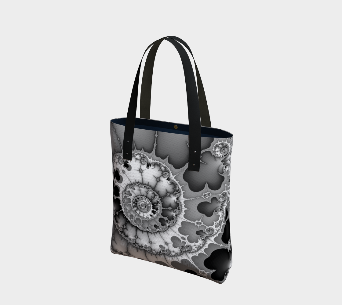 Black and White Fractal Spiral Tote preview