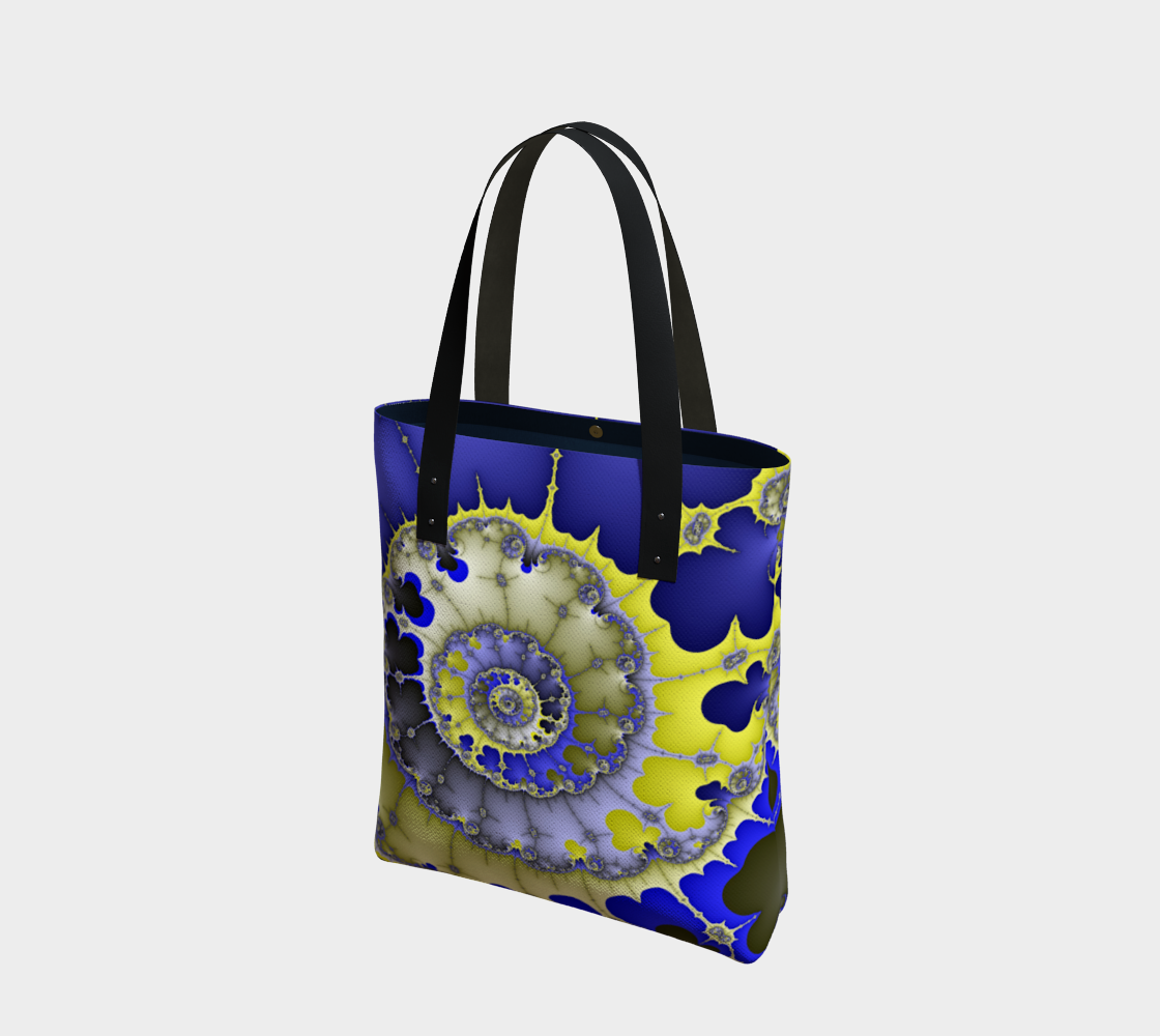 Blue and Green Spiral Fractal Swirl Tote preview
