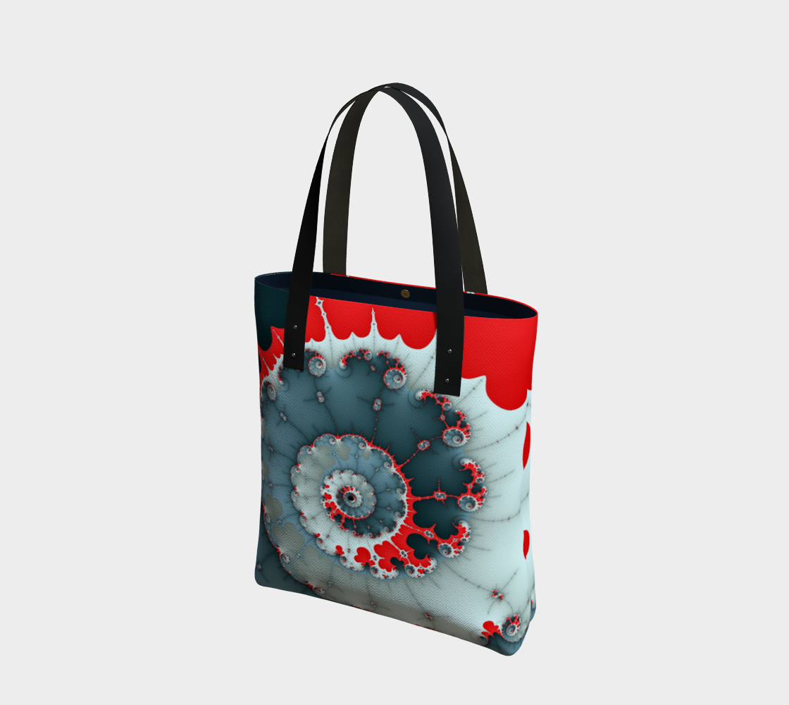 Deep Blue and Red Swirl Fractal Tote preview