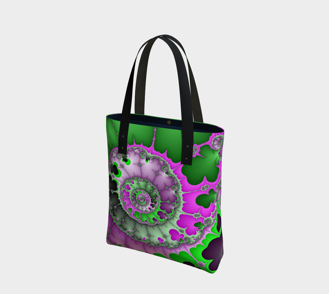 Green and Purple Spiral Fractal Swirl Tote preview