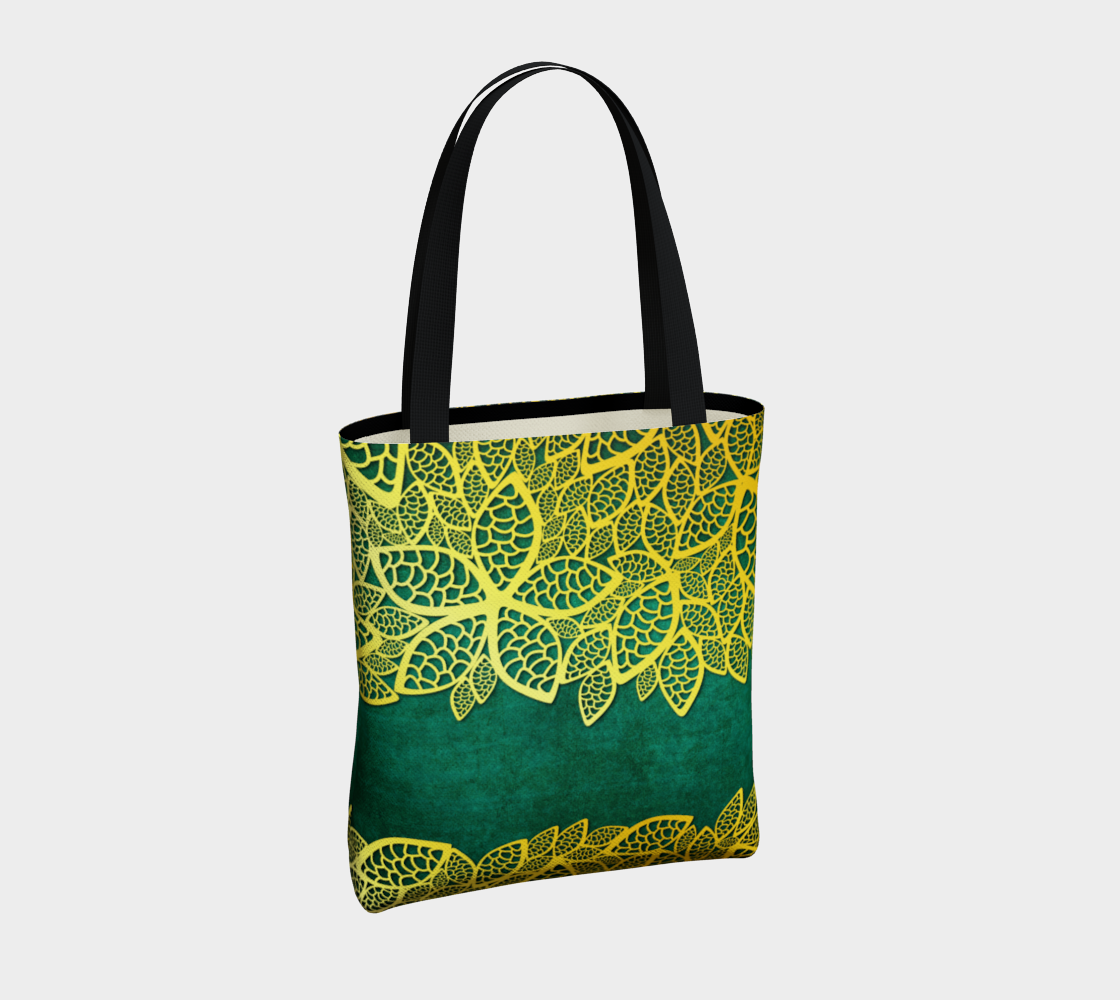 golden leaves on emerald green preview #4
