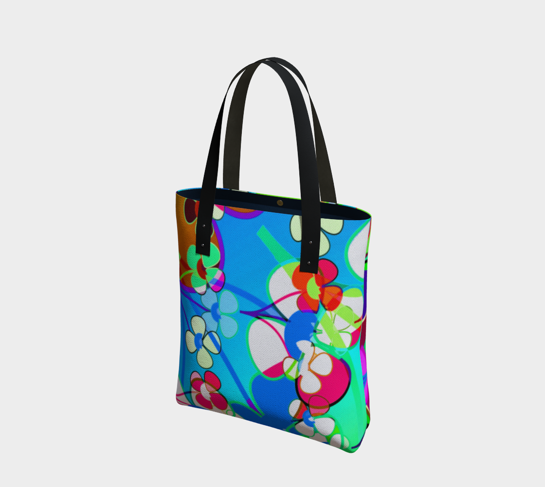 Aperçu de Abstract Colorful Flower Blue Background Art Tote Bag, AWSD 