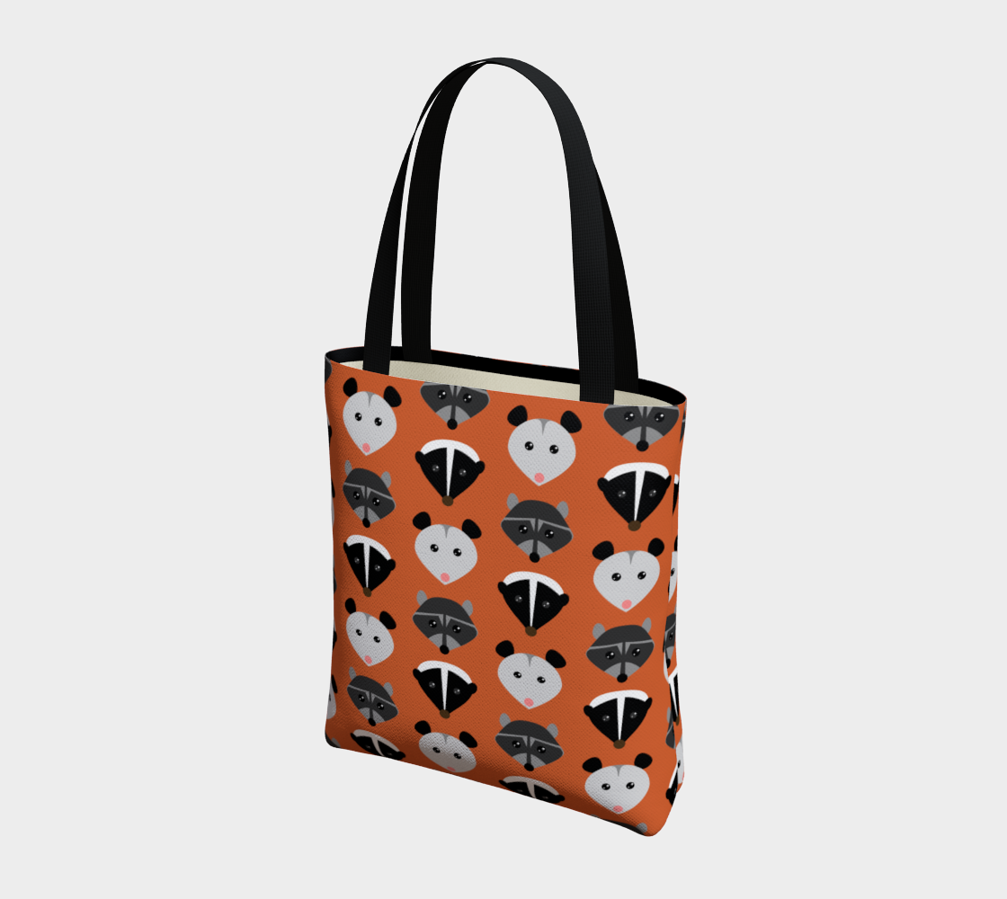 Trash Friends Skunk, Opossum, & Raccoon Pattern Tote Bag preview #3
