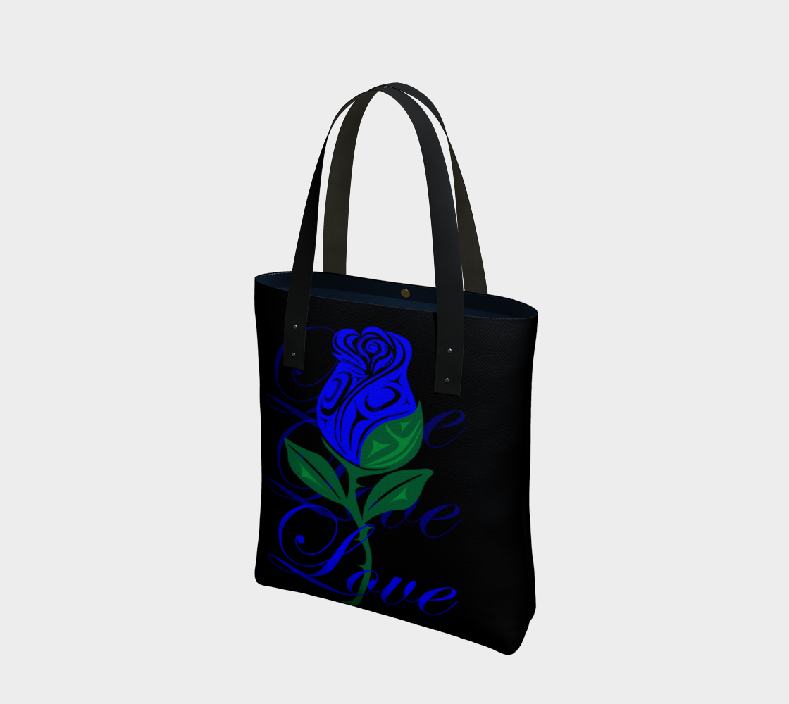 Blue Rose Tote Bag Black Background preview