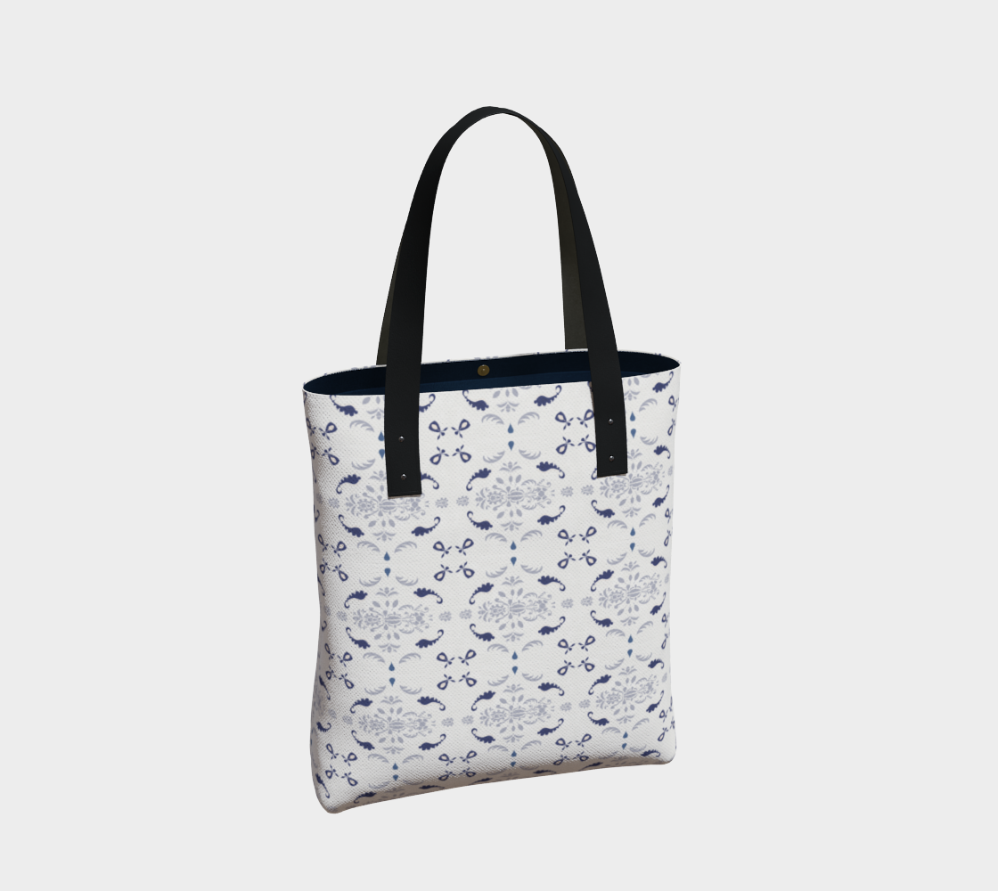 Blue and White damask tote preview #2