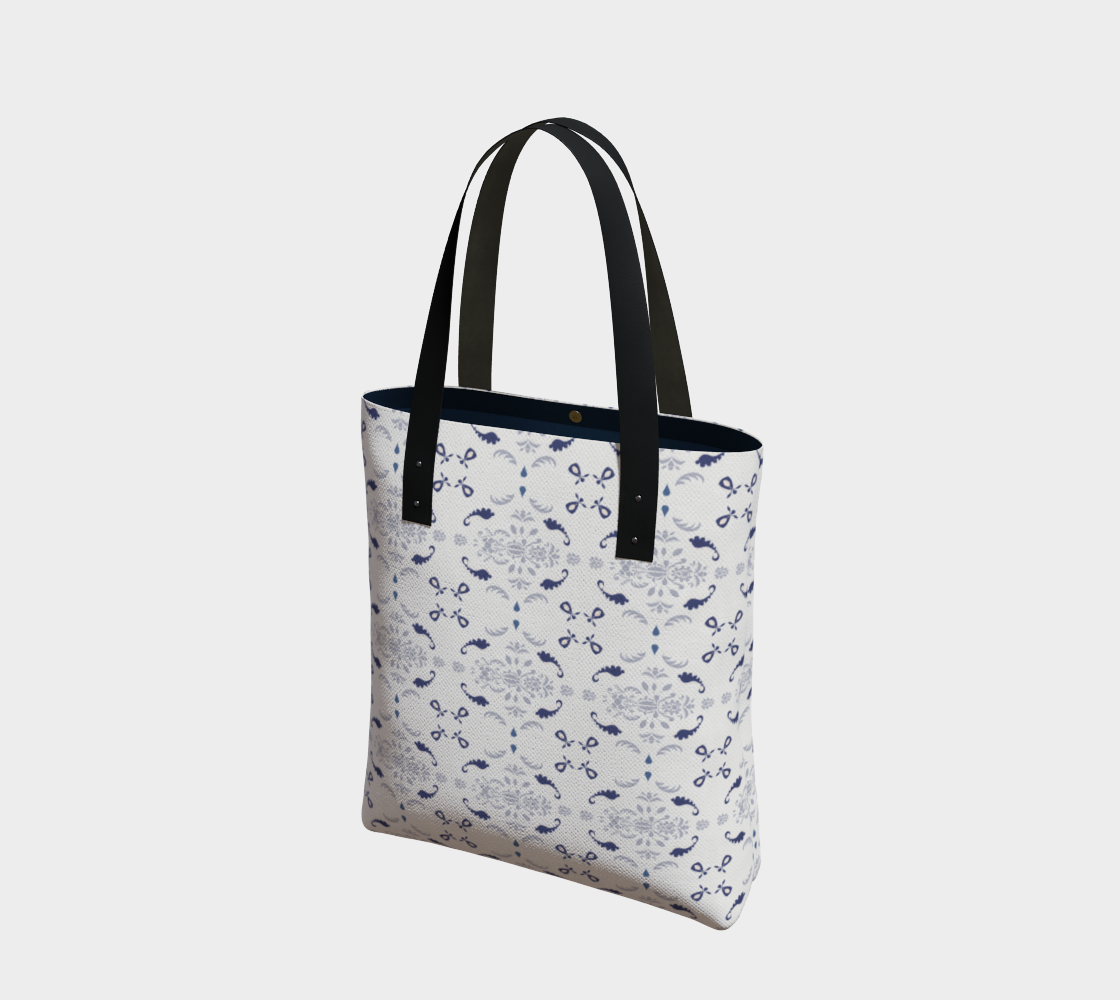 Blue and White damask tote preview #1