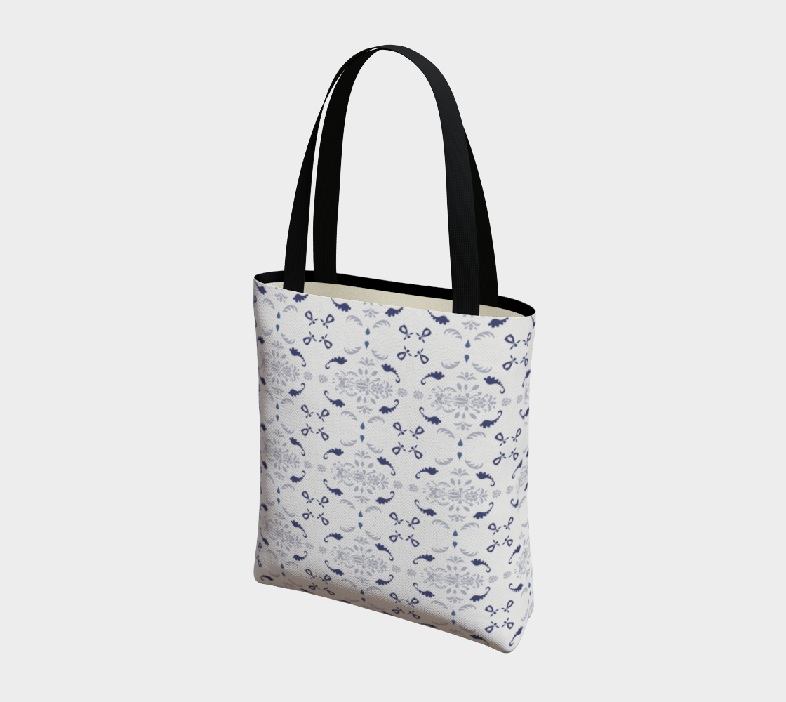 Blue and White damask tote preview #3