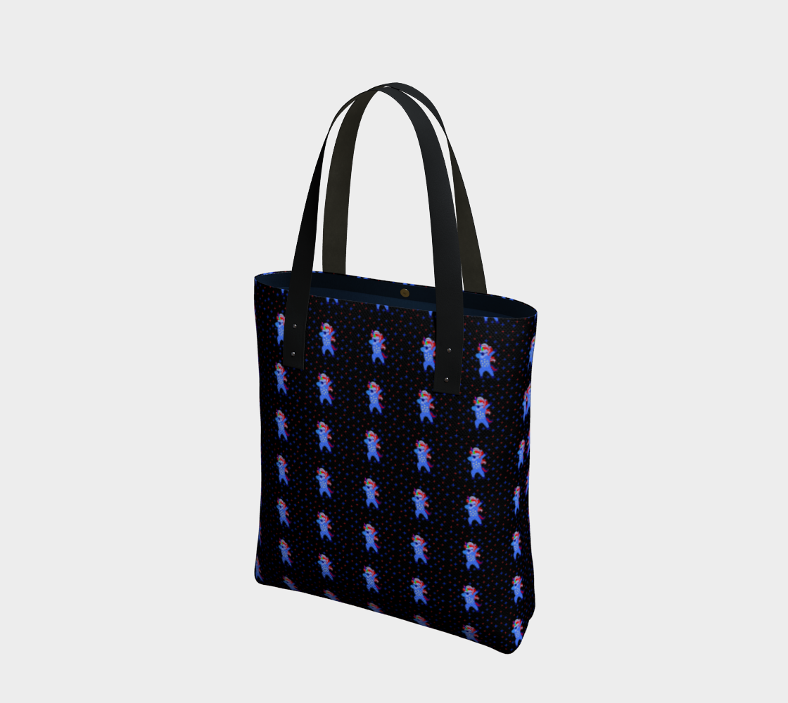 Aperçu de Dabbing American Unicorn Stars Pattern Black Tote Bag, AWSD