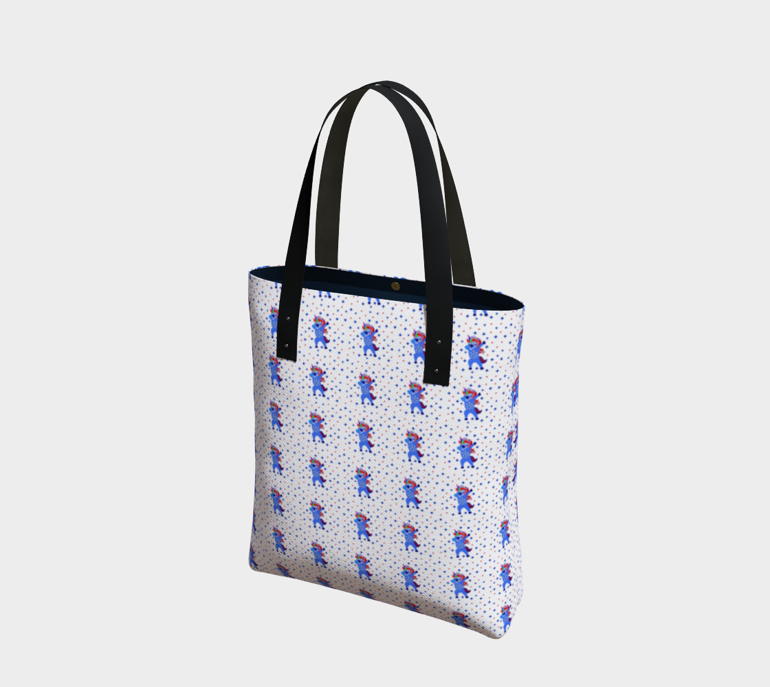 Aperçu de Dabbing American Unicorn Stars Pattern White Tote Bag, AWSD