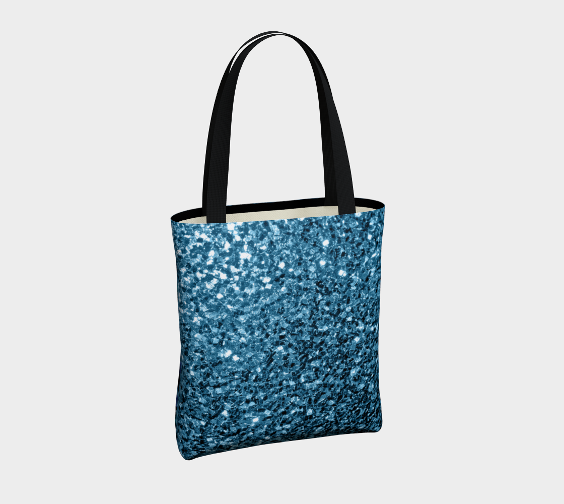 Aperçu de Aqua blue sparkles diamond geometric pattern on black #4