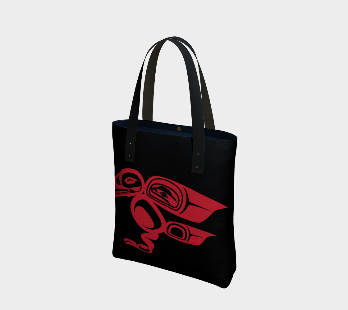 Aperçu de Red on Black Raven Tote #1