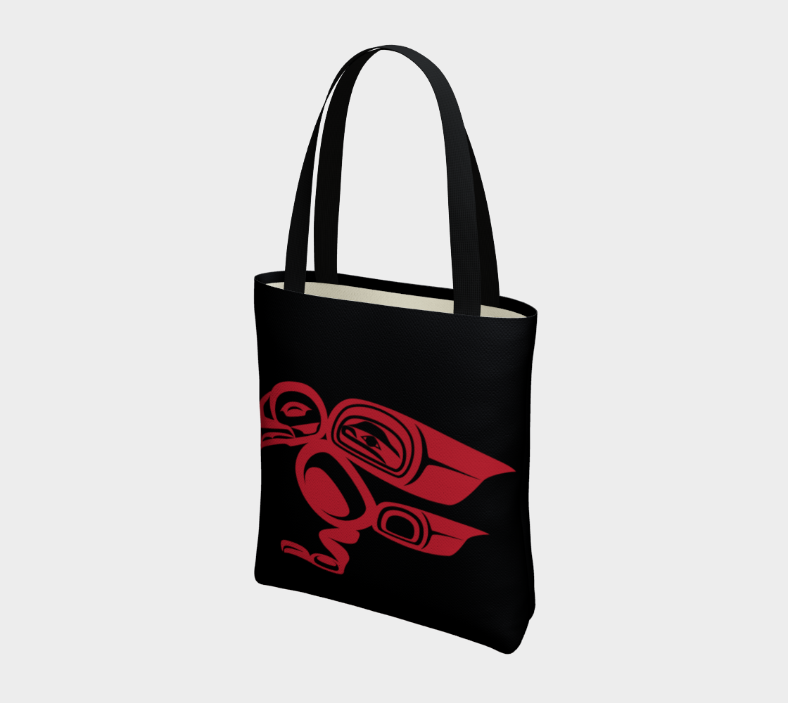 Aperçu de Red on Black Raven Tote #3