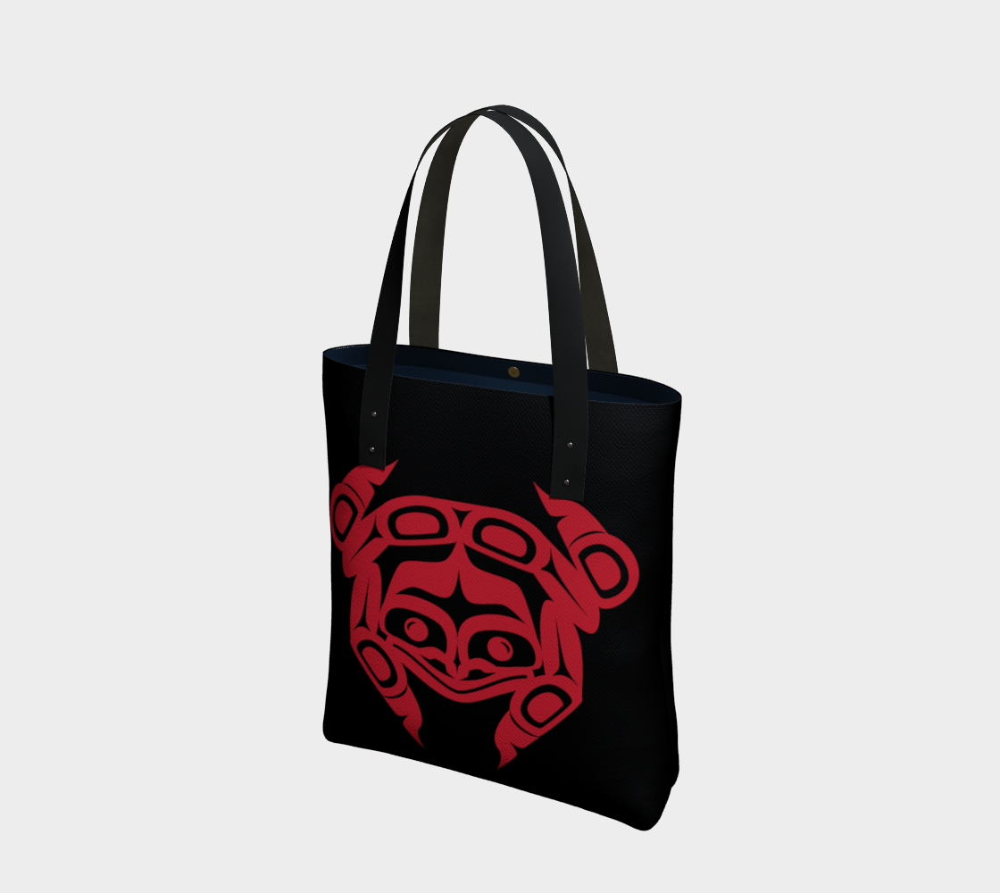 Aperçu de Red on Black Frog Tote #1