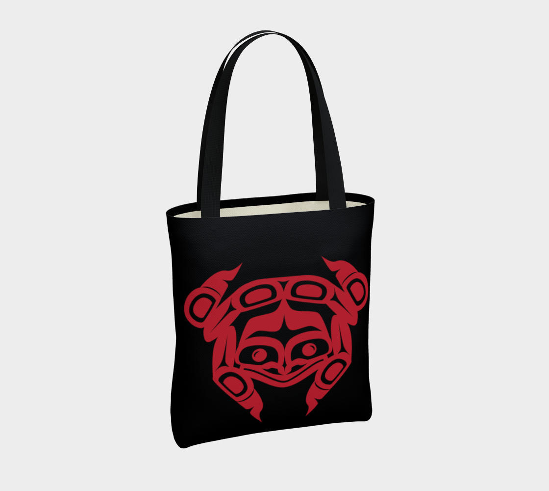 Aperçu de Red on Black Frog Tote #4