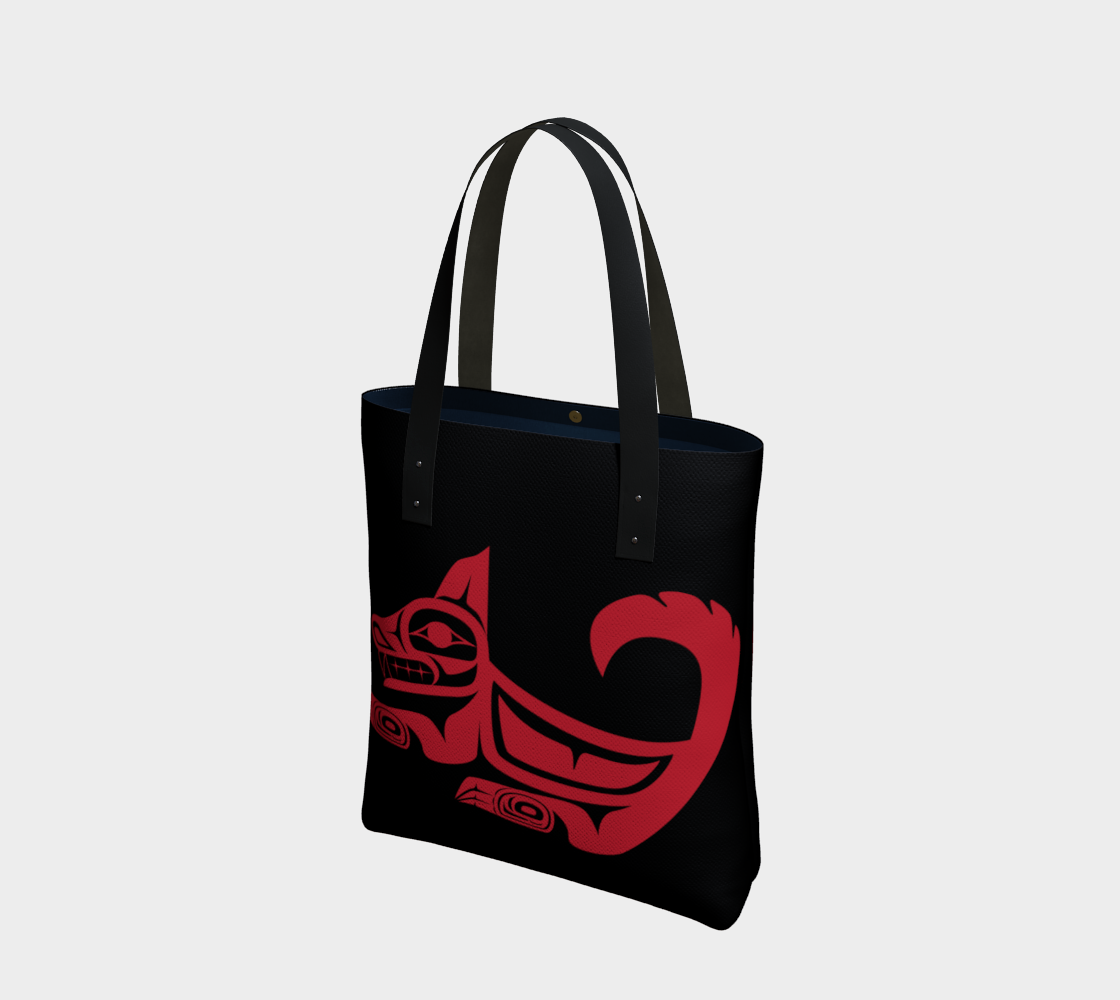 Aperçu de Red on Black Wolf Tote #1