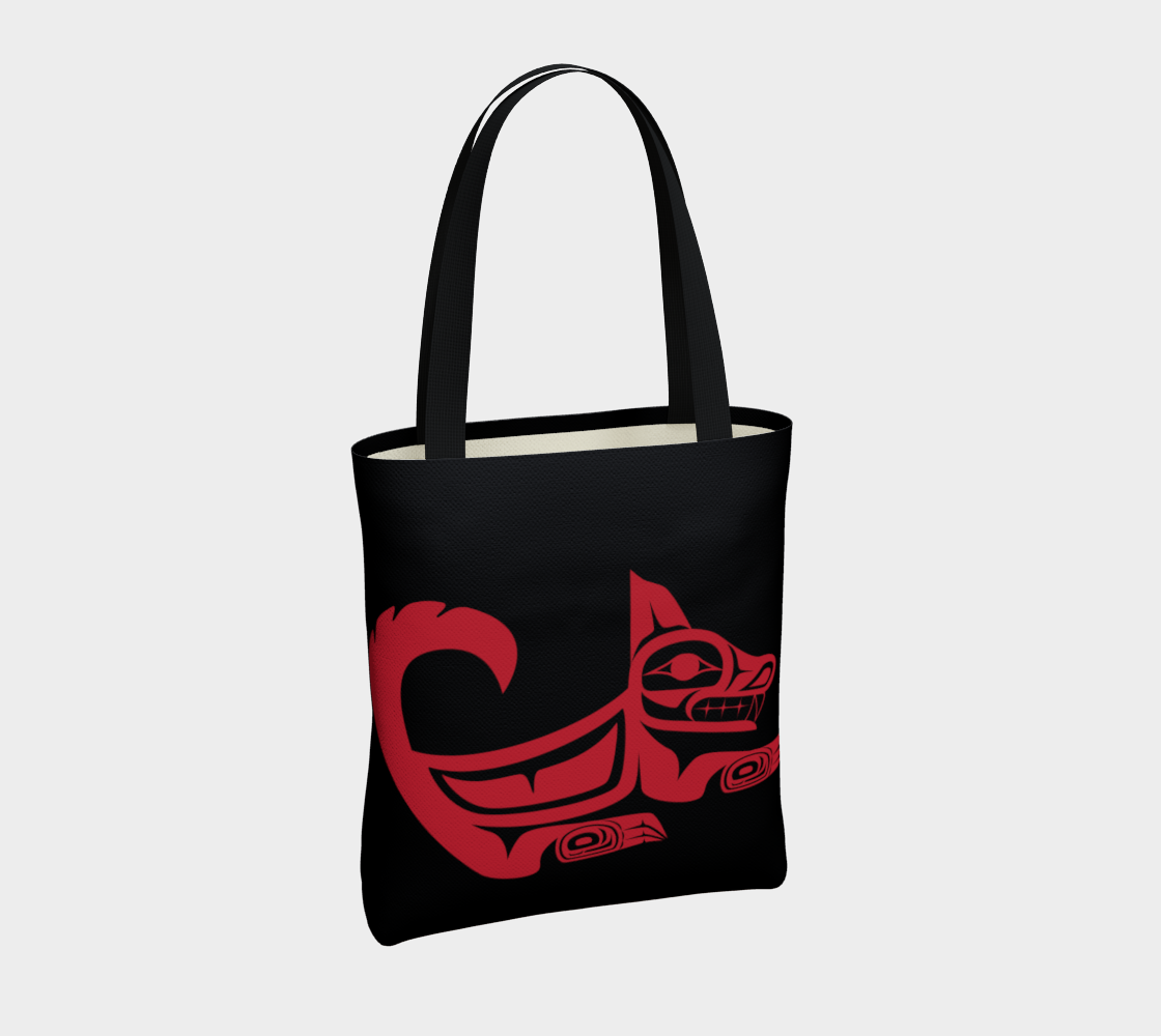 Red on Black Wolf Tote Miniature #5