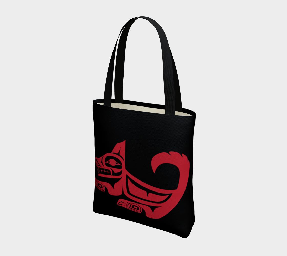 Aperçu de Red on Black Wolf Tote #3