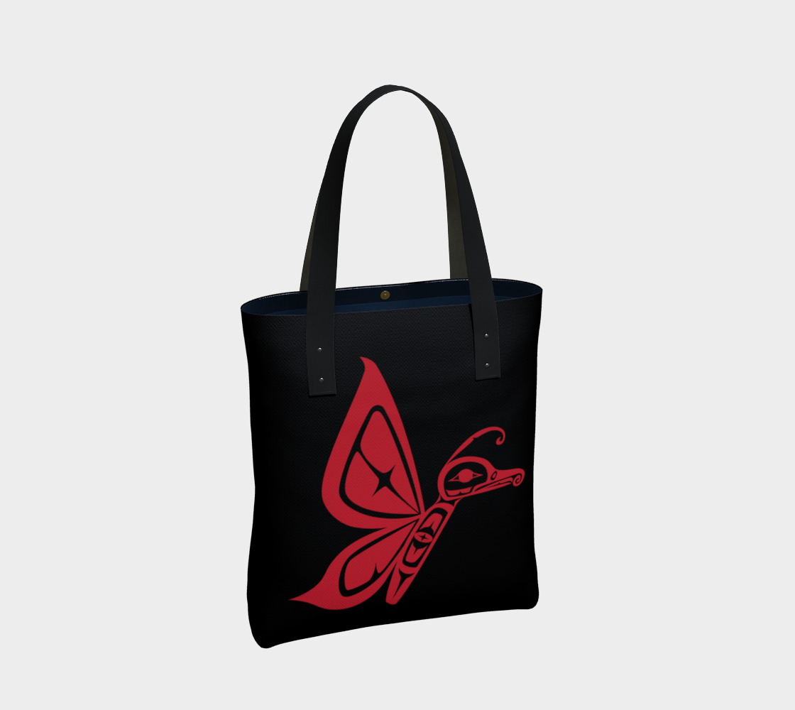 Aperçu de Red on Black Butterfly Tote #2