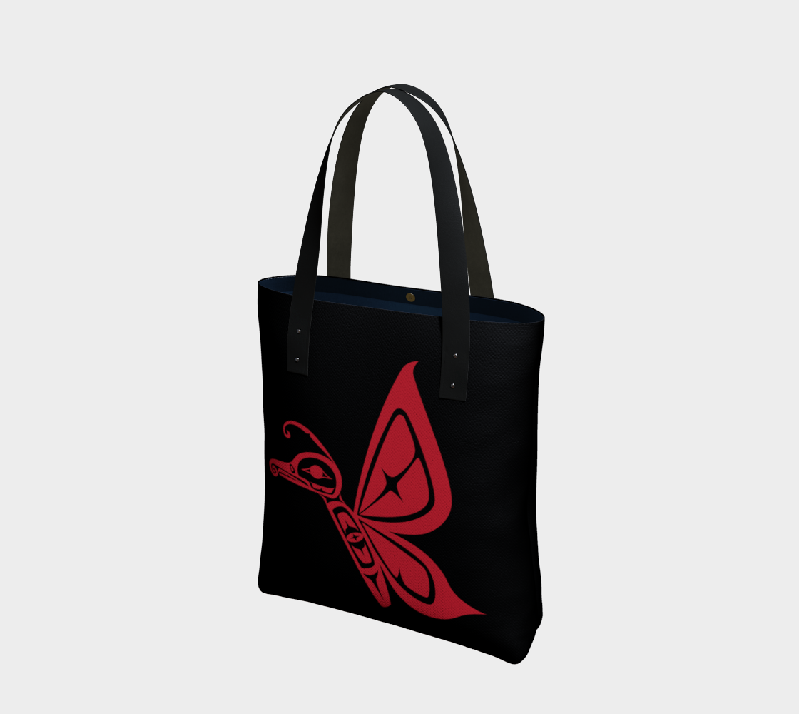 Aperçu de Red on Black Butterfly Tote #1