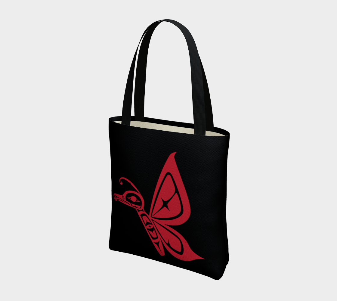 Aperçu de Red on Black Butterfly Tote #3