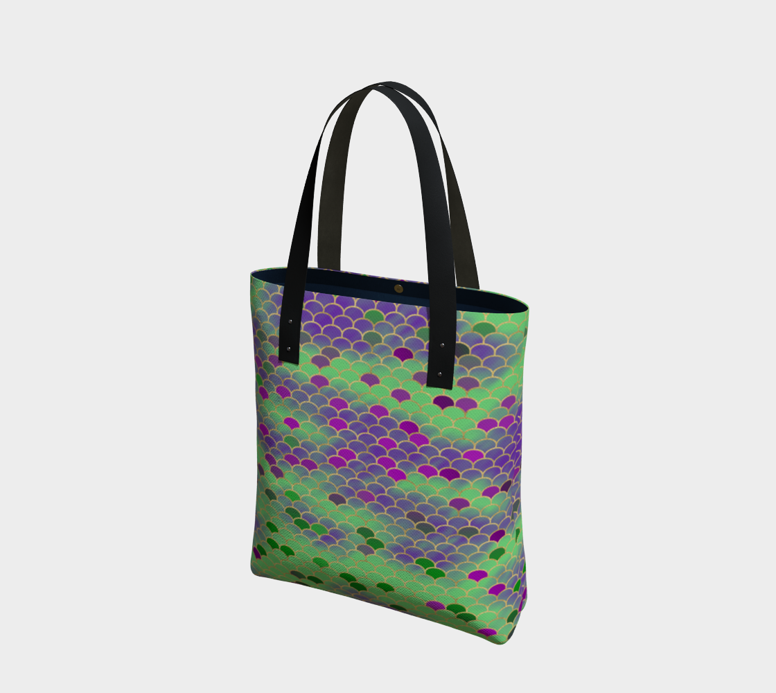 Green and Purple Mermaid Scales Tote Bag preview