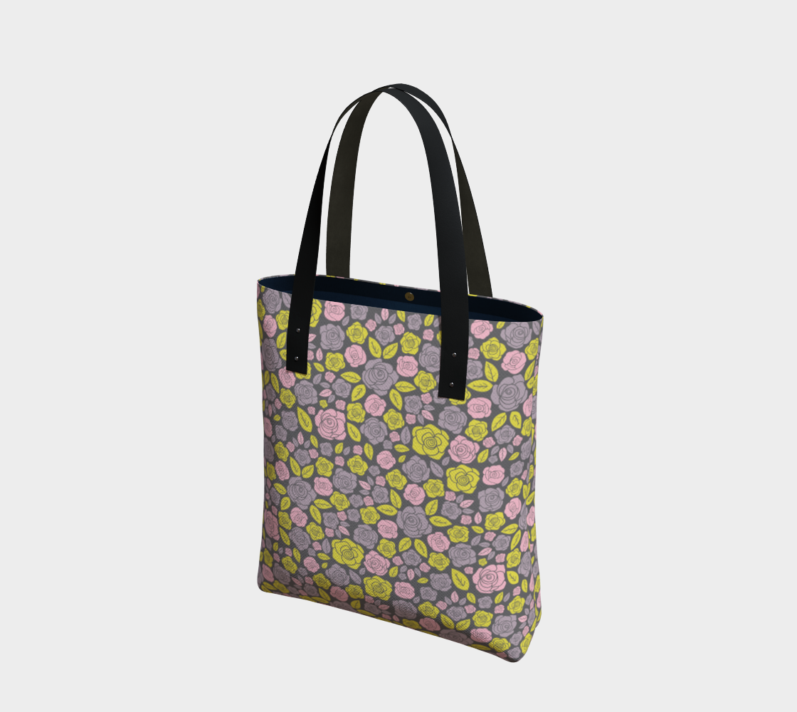 Kaleidoscope Florals Tote Bag (Grey) preview