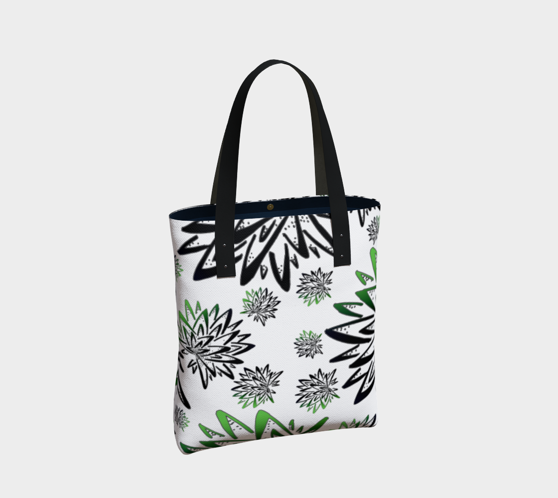 Aperçu de Abstract Green Thistles Pattern Tote Bag #2