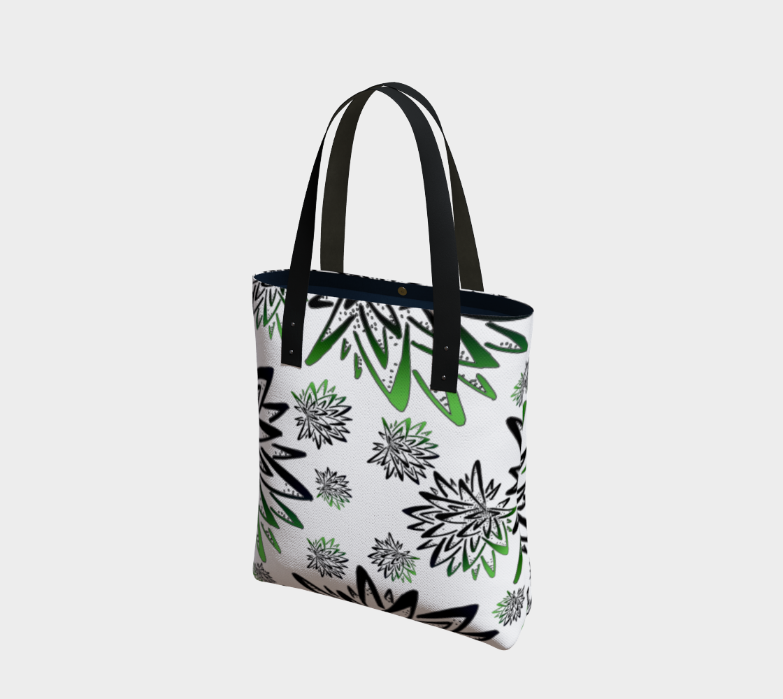 Aperçu de Abstract Green Thistles Pattern Tote Bag #1