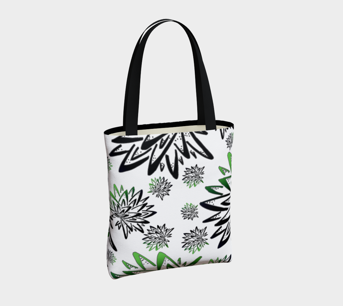 Aperçu de Abstract Green Thistles Pattern Tote Bag #4