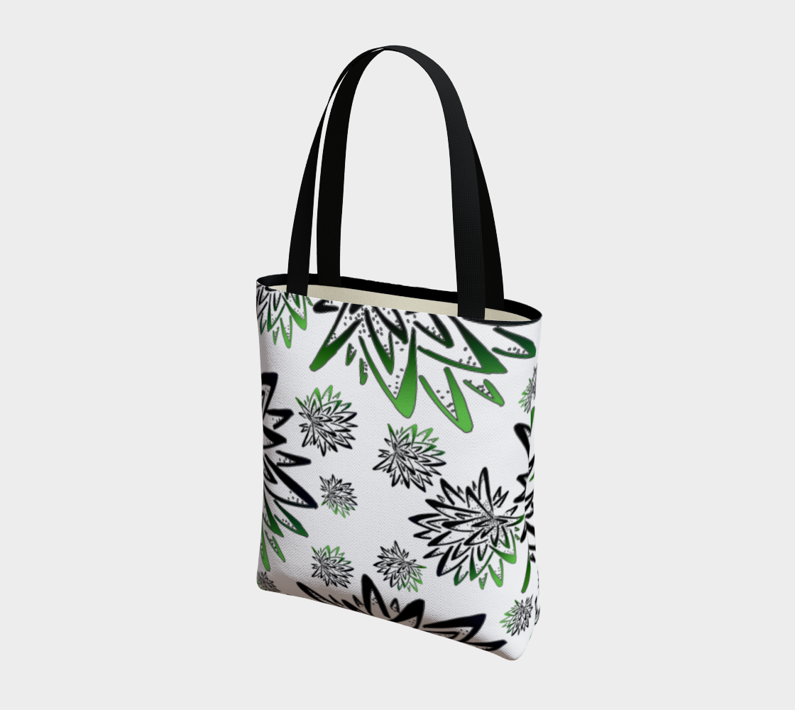 Aperçu de Abstract Green Thistles Pattern Tote Bag #3