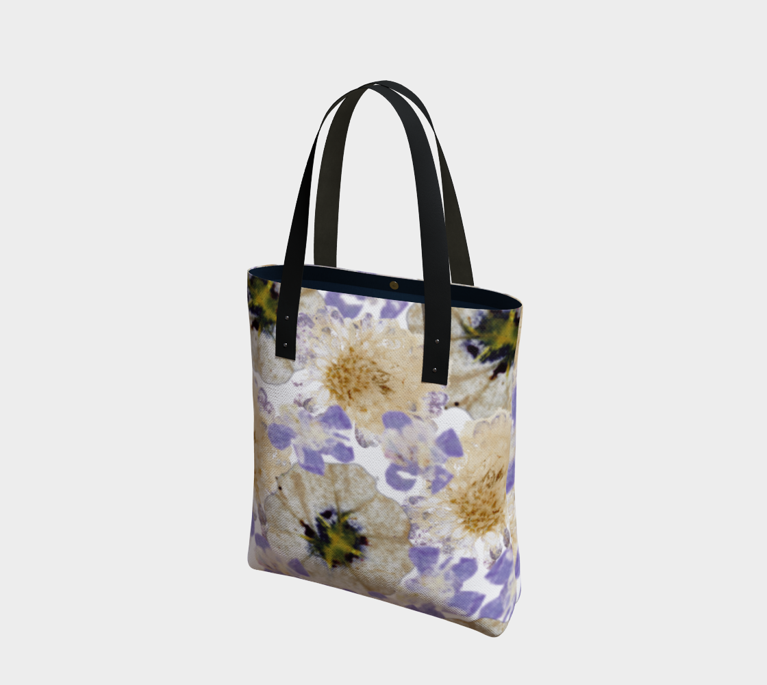 Aperçu de Tote Bag * Abstract Floral Shoulder Shopping Bag * Travel Tote Purple White Petunia Cosmos Flowers Watercolor Impressions  Design