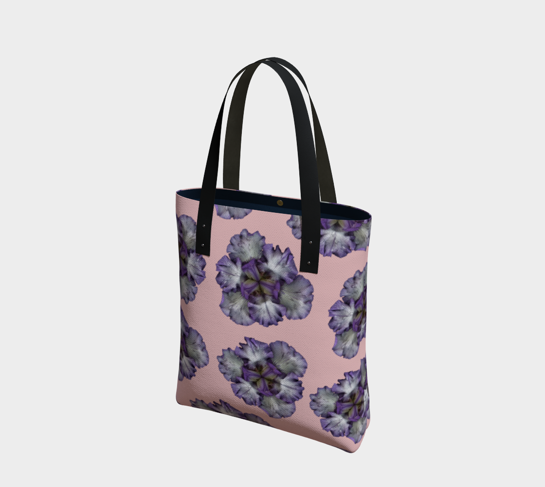 Aperçu de Tote Bag * Pink Floral Shoulder Tote*Flowered Shopping Bag*Purple Bearded Iris 