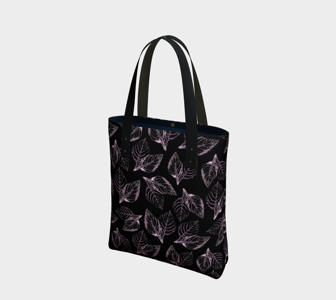 Tote Bag * Abstract Floral Shoulder Shopping Bag * Travel Tote Black * Pink Amaranth Leaves Watercolor Impressions preview