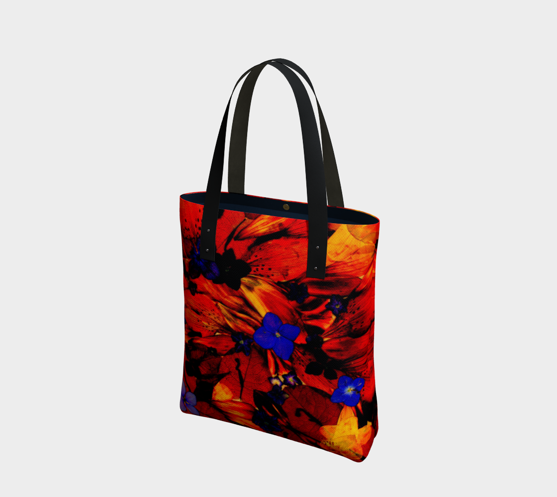 Aperçu de Tote Bag * Abstract Floral Shoulder Shopping Bag * Travel Tote Black * Red Yellow Purple Floral * Chaos125 #1