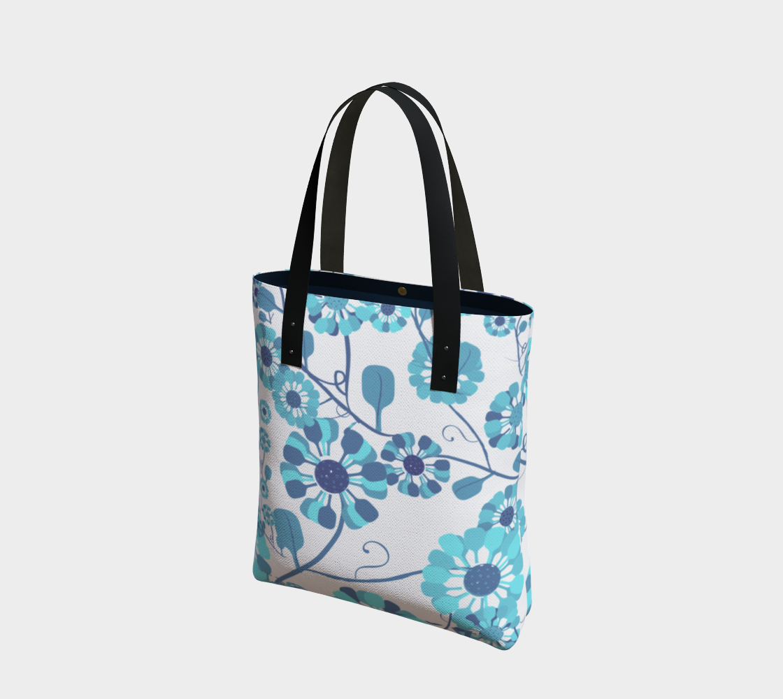 Pickleball Flowers, blue, tote bag preview