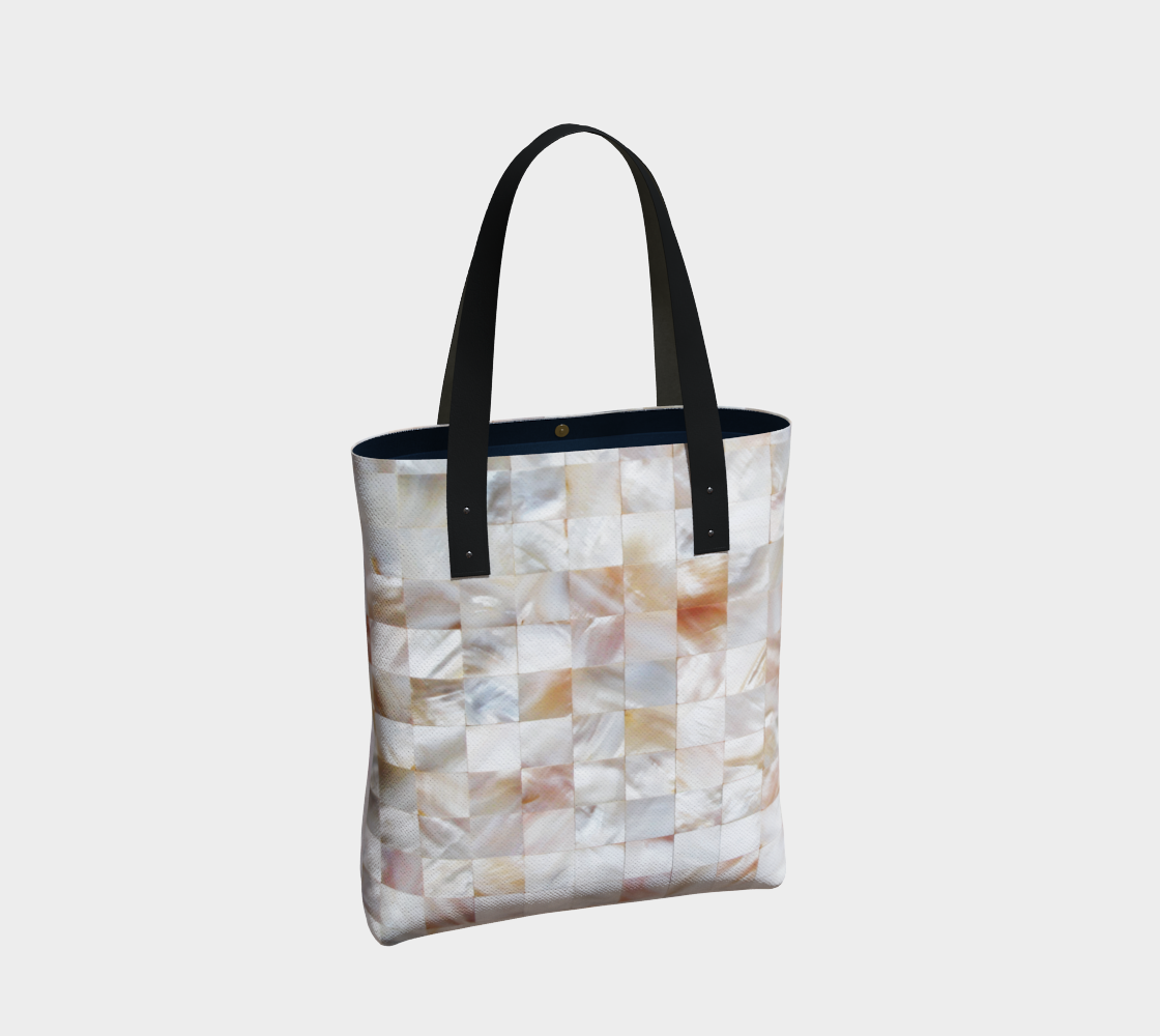 Aperçu de Mother of Pearl, Exotic Tiles Photography, Neutral Minimal Geometrical Graphic Design Tote Bag #2