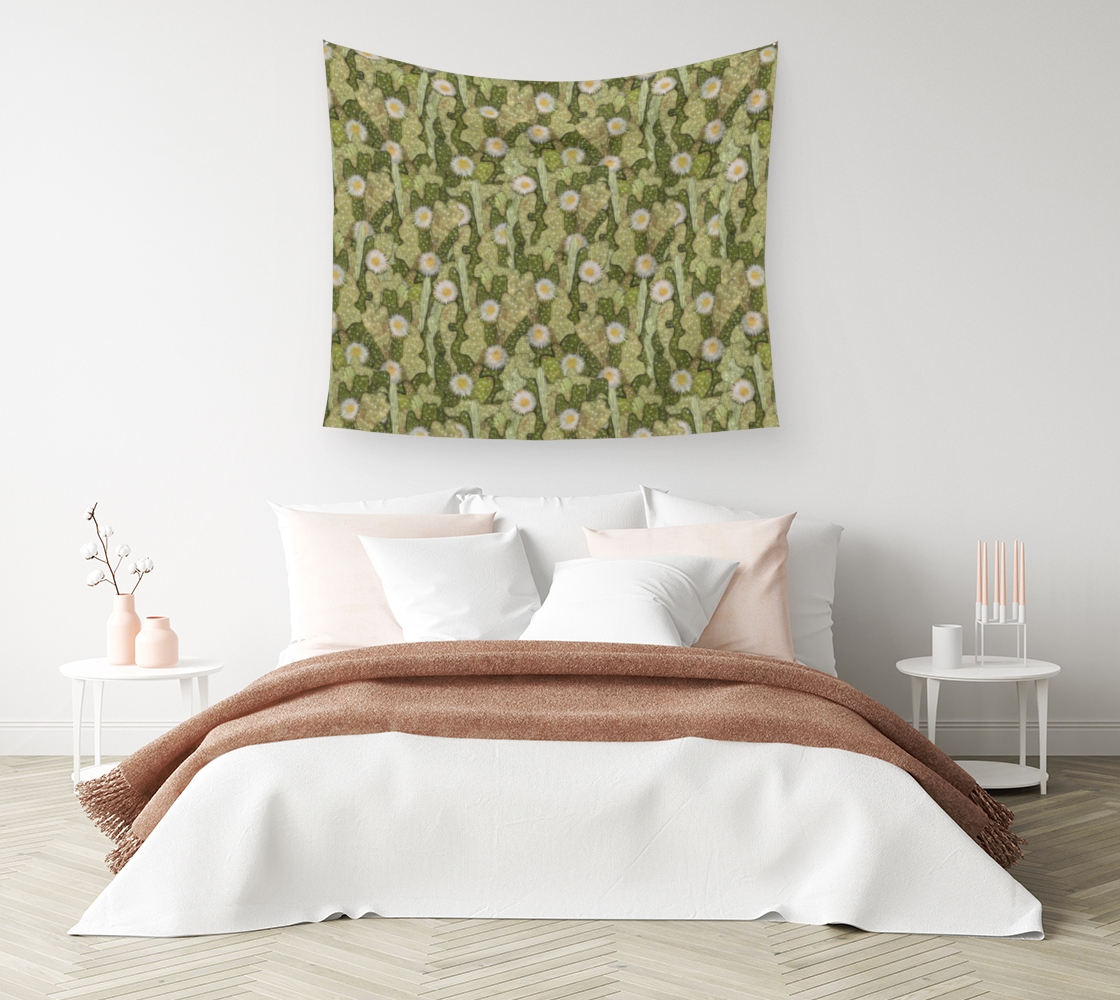 Aperçu de Cacti Camouflage Blooming Succulents Khaki Olive Green Floral Pattern Wall Tapestry #1