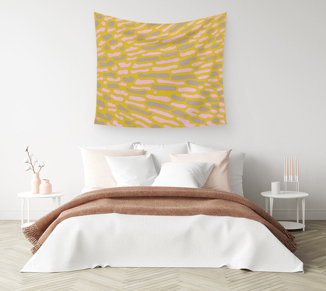Organic Abstract - Yellow Lime Wall Tapestry 3D preview
