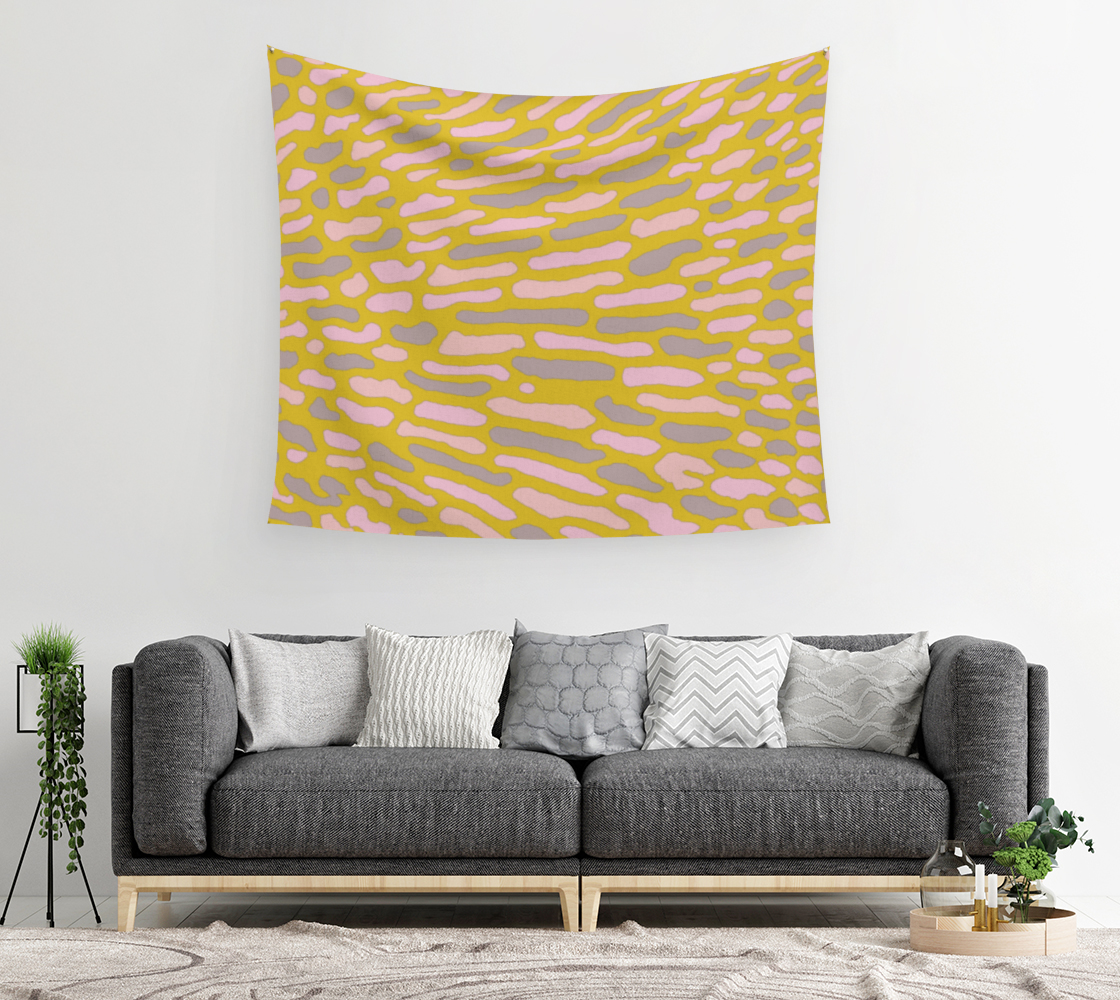 Organic Abstract - Yellow Lime Wall Tapestry preview #2
