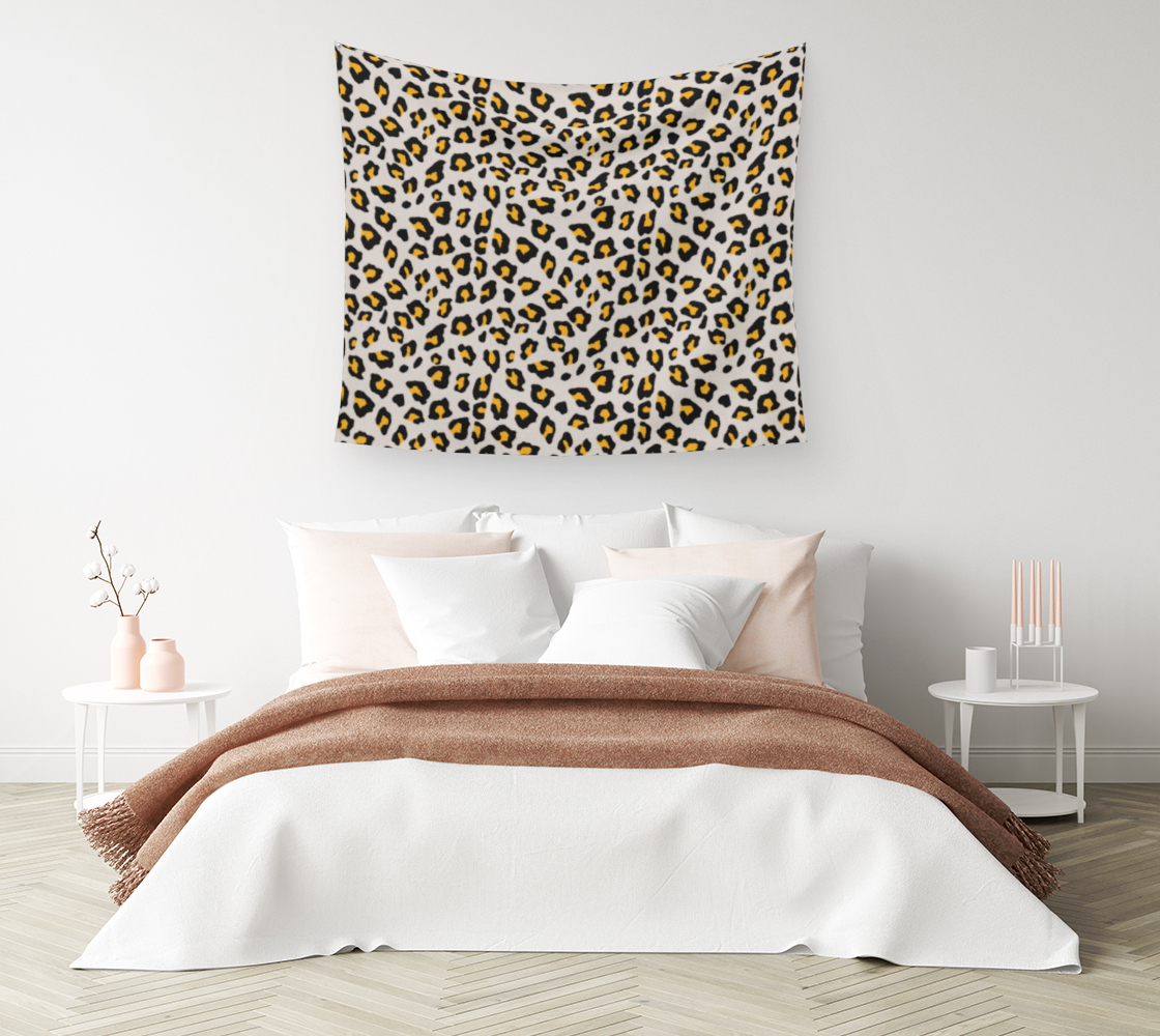 Aperçu de Leopard Print - Mustard Yellow Wall Tapestry #1