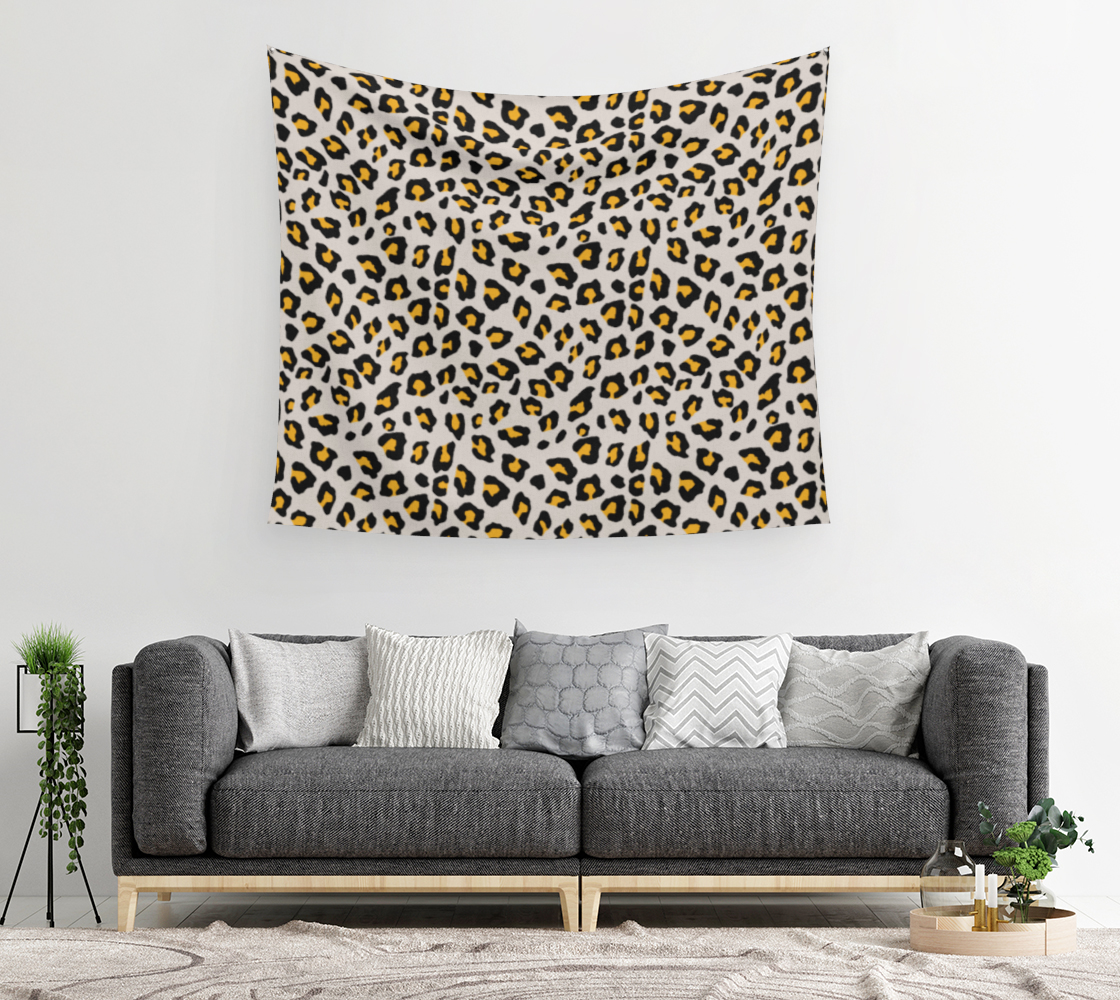 Aperçu de Leopard Print - Mustard Yellow Wall Tapestry #2